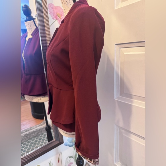Amisu Peplum Blazer Jacket - Wine - Picture 4 of 8